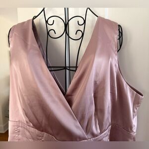 Elegant Pink Satin-Like A-Line Dress, Plus Size, no tags